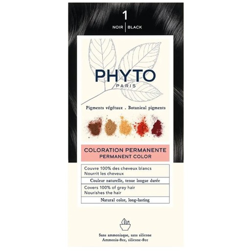 Phyto Permanent Hair Color Kit 1 Τεμάχιο - 1 Μαύρο