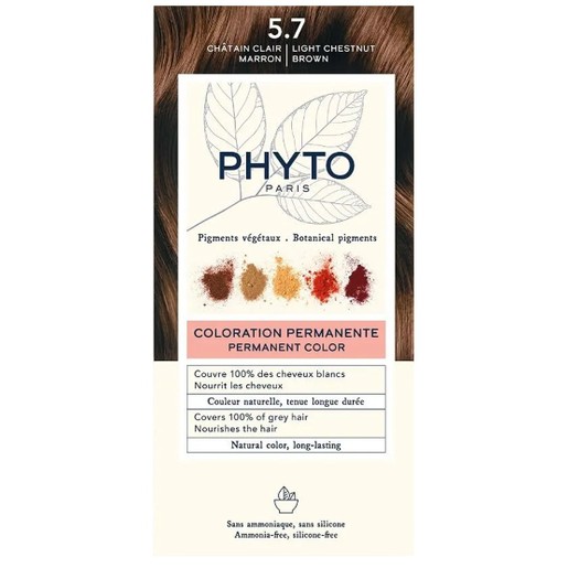 Phyto Permanent Hair Color Kit 1 Τεμάχιο - 5.7 Καστανό Ανοιχτό Μαρόν