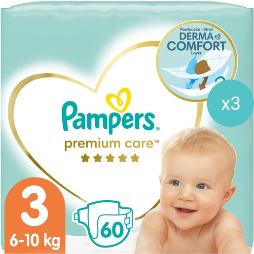 Σετ Pampers Premium Care Νο3 (6-10kg) 180 Πάνες (3x60 Πάνες)