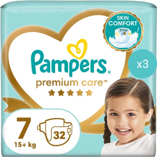 Σετ Pampers Premium Care No7 (15+kg) 96 Πάνες (3x32 Πάνες)