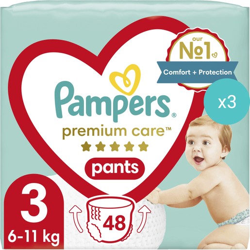 Σετ Pampers Premium Care Pants Jumbo Pack No3 (6-11kg) 144 Πάνες (3x48 Πάνες)