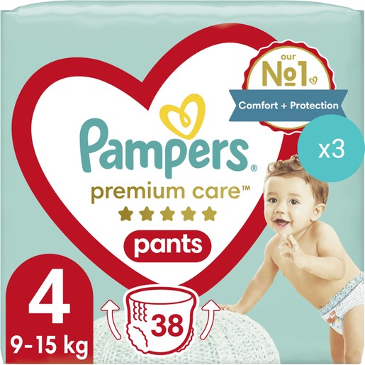 Σετ Pampers Premium Care Pants Jumbo Pack No4 (9-15kg) 114 Πάνες (3x38 Πάνες)