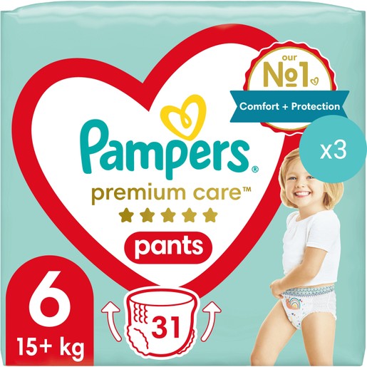 Σετ Pampers Premium Care Pants Jumbo Pack No6 (15+Kg) 93 Πάνες (3x31 Πάνες)