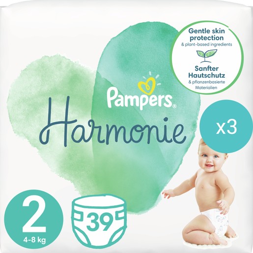 Σετ Pampers Harmonie No2 (4-8kg) 117 Πάνες (3x39 Πάνες)