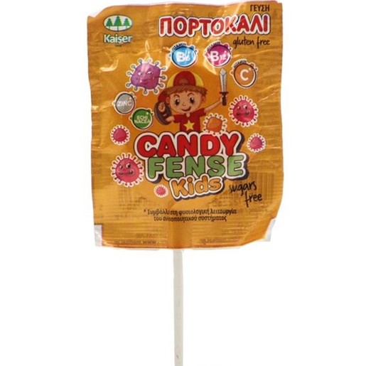Kaiser Candyfense Kids Lollipop with Vitamins 1 Τεμάχιο - Πορτοκάλι