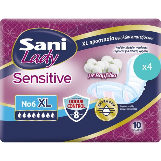 Σετ Sani Lady Sensitive No6 Extra Large 40 Τεμάχια (4x10 Τεμάχια)