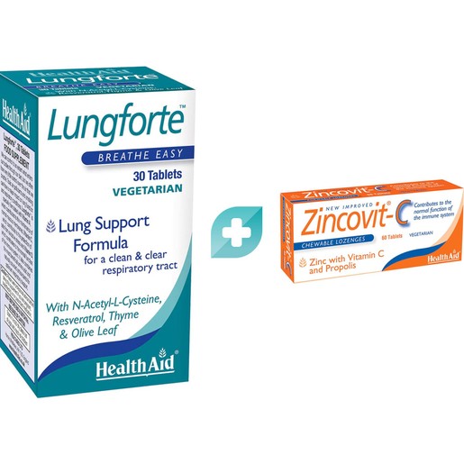 Σετ Health Aid Lungforte 30tabs & Zincovit-C 60 Lozenges