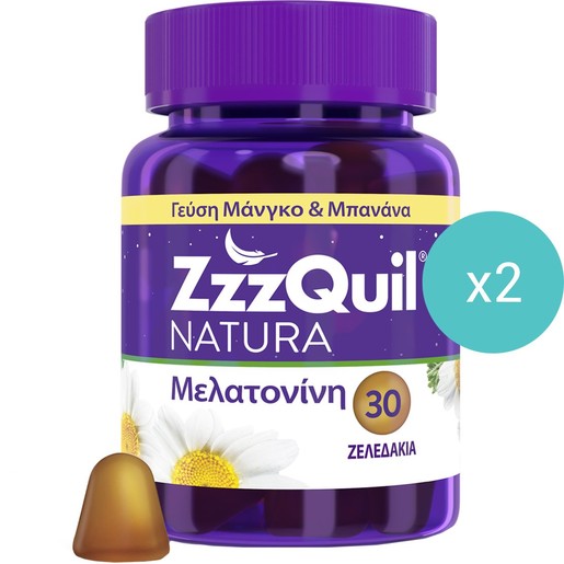 Σετ ZzzQuil Natura Melatonin 60 Softgels (2x30 Softgels) - Banana & Mango