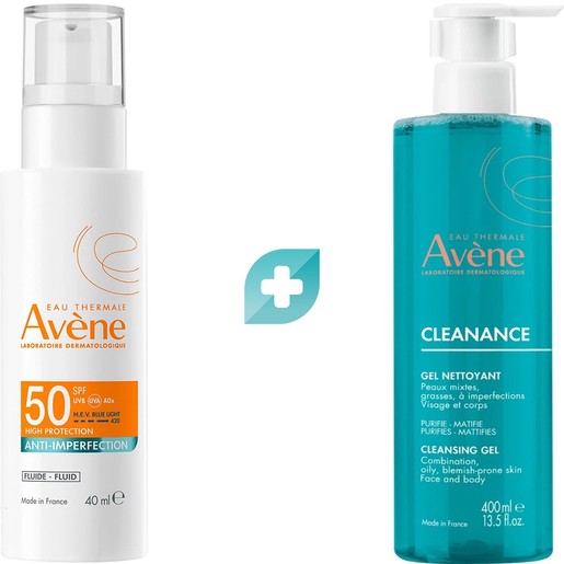Σετ Avene Anti-Imperfection Fluid Spf50+, 40ml & Cleanance Cleansing Gel 400ml
