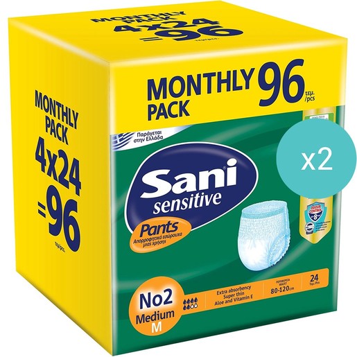 Σετ Sani Sensitive Pants 192 Τεμάχια (8x24 Τεμάχια) - No2 Medium 80-120cm