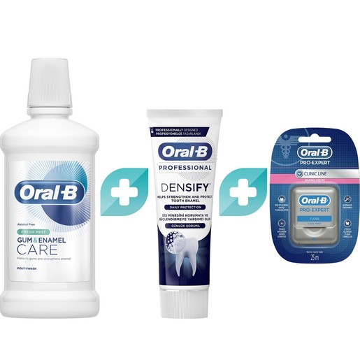 Σετ Oral-B Fresh Mint Mouthwash 500ml & Daily Protection Toothpaste 65ml & Dental Floss 25m