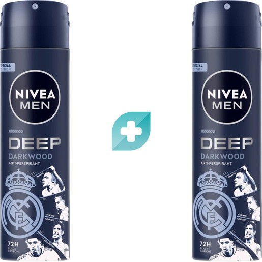 Σετ Nivea Men Deep Darkwood 72h Real Madrid Edition Anti-Perspirant Spray 300ml (2x150ml)