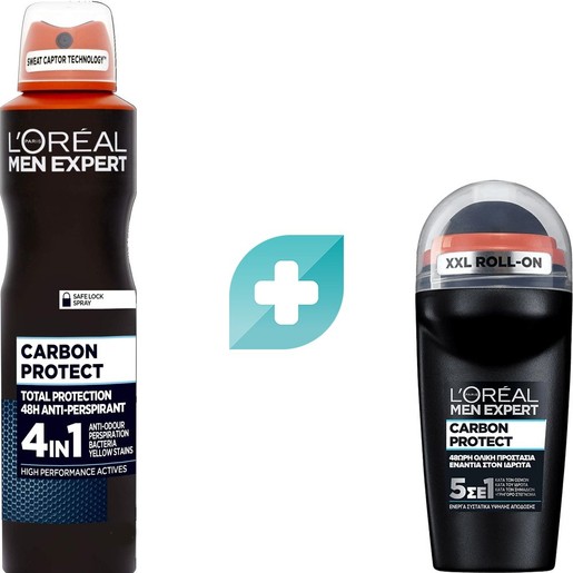 Σετ L\'Oreal Paris Men Expert Carbon Protect Spray 150ml & 5 in 1 Total Protection 48H Roll-On Deo 50ml
