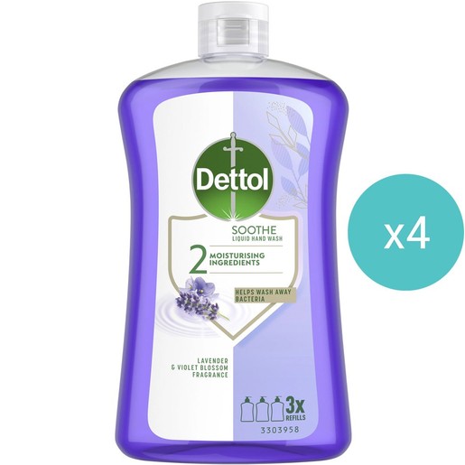Σετ Dettol Lavender & Violet Blossom Fragrance Soothe Liquid Hand Wash 3Lt (750mlx4)