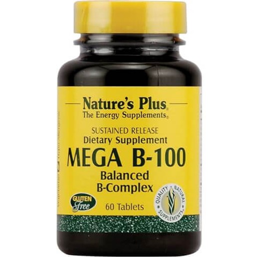 Nature\'s Plus Mega B-100 Πολυβιταμινική Φόρμουλα με Βιταμίνες του Συμπλέγματος Β 60tabs Nature\'s Plus Mega B-100 Πολυβιταμινική Φόρμουλα με Βιταμίνες του Συμπλέγματος Β 60tabs