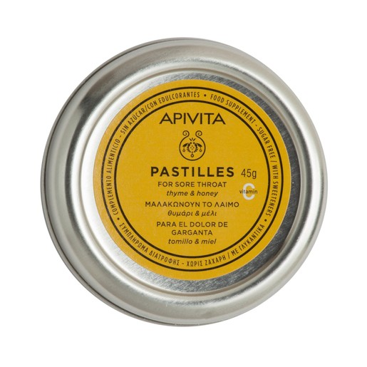 Apivita Pastilles For Sore Throat With Thyme & Honey 45g