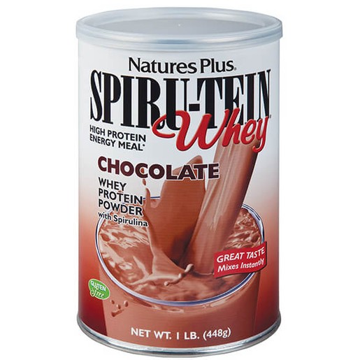 Natures Plus Spiru-Tein Whey Chocolate 1lb Συμπλήρωμα Διατροφής, Φόρμουλα Πλήρους Πρωτεΐνης σε Γεύση Σοκολάτα 448gr