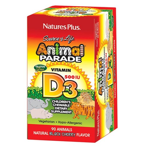 Nature\'s Plus Animal Parade Vitamin D3 500IU Συμπλήρωμα Διατροφής Βιταμίνης D 90 Μασώμενα Ζωάκια Nature\'s Plus Animal Parade Vitamin D3 500IU Συμπλήρωμα Διατροφής Βιταμίνης D 90 Μασώμενα Ζωάκια