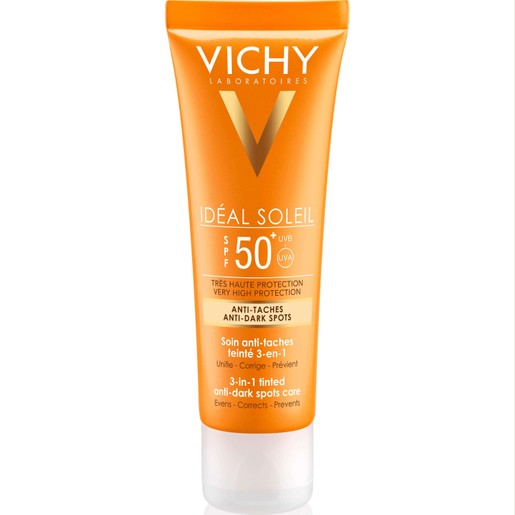 Vichy Ideal Soleil Spf50+ Cream 3-in-1 Tinted Anti Dark Spots 50ml Vichy Ideal Soleil Spf50+ Cream 3-in-1 Tinted Anti Dark Spots 50ml