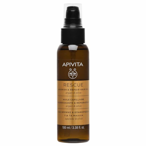 Apivita Rescue Hair Oil Nourishing & Repairing With Argan & Olive 100ml Apivita Rescue Hair Oil Nourishing & Repairing With Argan & Olive 100ml