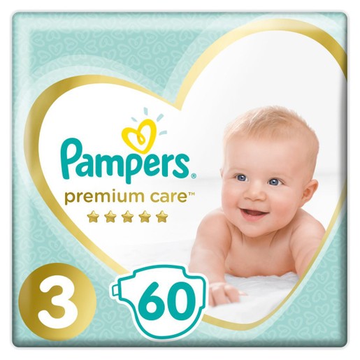 Pampers Premium Care Νο3 (6-10kg) 60 πάνες Pampers Premium Care Νο3 (6-10kg) 60 πάνες