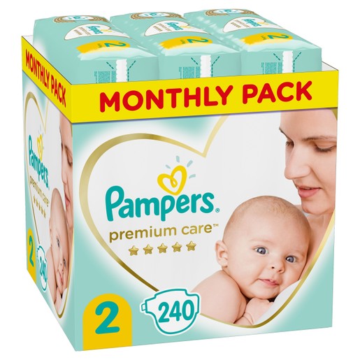 Pampers Premium Care Monthly Pack Νο2 (4-8kg) 240 πάνες Pampers Premium Care Monthly Pack Νο2 (4-8kg) 240 πάνες