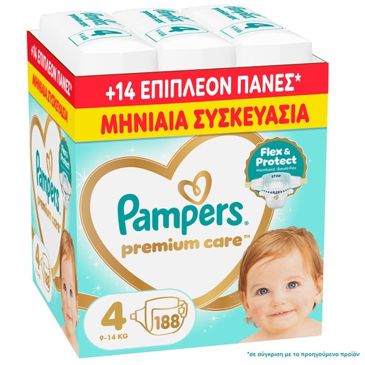Pampers Premium Care Monthly Pack No4 (9-14kg) 188 Τεμάχια