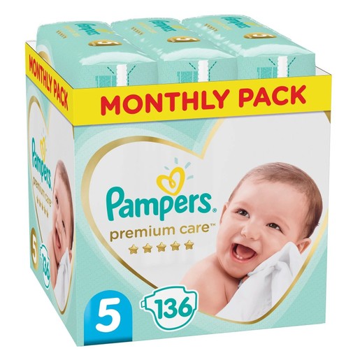 Pampers Premium Care Monthly Pack No5 (11-16kg) 136 πάνες Pampers Premium Care Monthly Pack No5 (11-16kg) 136 πάνες