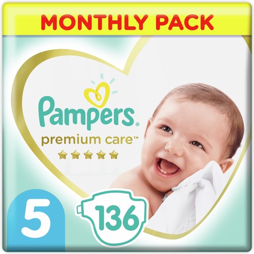 Pampers Premium Care Monthly Pack No5 (11-16kg) 136 πάνες Pampers Premium Care Monthly Pack No5 (11-16kg) 136 πάνες