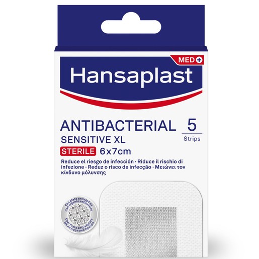 Hansaplast Antibacterial XL Sensitive Sterile 6 x 7cm Αντιμικροβιακά Επιθέματα Sensitive XL 5τμχ Hansaplast Antibacterial XL Sensitive Sterile 6 x 7cm Αντιμικροβιακά Επιθέματα Sensitive XL 5τμχ