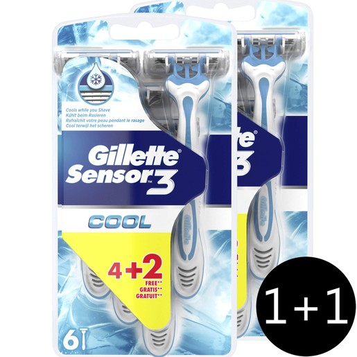 Gillette Πακέτο Προσφοράς Sensor 3 Cool Ξυραφάκια μιας Χρήσης για Αίσθηση Δροσιάς σε Κάθε Ξύρισμα 2 x 6 Τεμάχια 1+1 Δώρο Gillette Πακέτο Προσφοράς Sensor 3 Cool Ξυραφάκια μιας Χρήσης για Αίσθηση Δροσιάς σε Κάθε Ξύρισμα 2 x 6 Τεμάχια 1+1 Δώρο