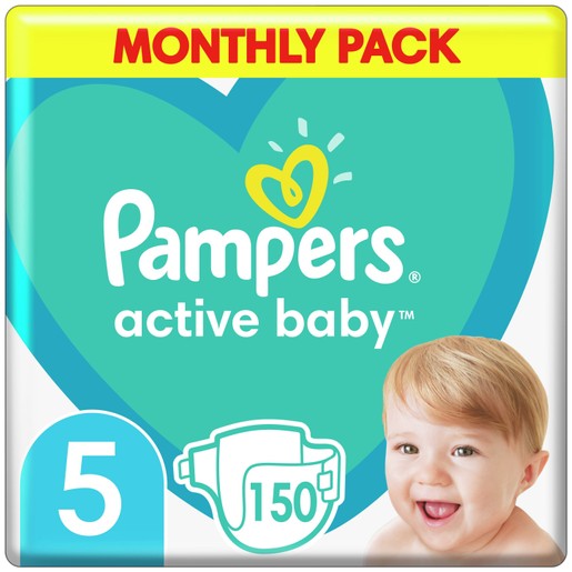 Pampers Active Baby Monthly Pack Νο5 (11-16 kg) 150 πάνες Pampers Active Baby Monthly Pack Νο5 (11-16 kg) 150 πάνες