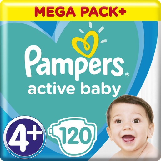 Pampers Active Baby Πάνες Mega Pack No4+ 10-15kg 120 Πάνες Pampers Active Baby Πάνες Mega Pack No4+ 10-15kg 120 Πάνες
