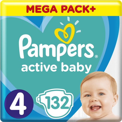 Pampers Active Baby Mega Pack Νο4 (9-14 kg) 132 πάνες Pampers Active Baby Mega Pack Νο4 (9-14 kg) 132 πάνες