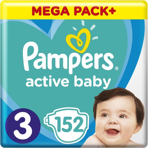 Pampers Active Baby Πάνες Mega Pack Νο3 (6-10 kg) 152 Πάνες Pampers Active Baby Πάνες Mega Pack Νο3 (6-10 kg) 152 Πάνες