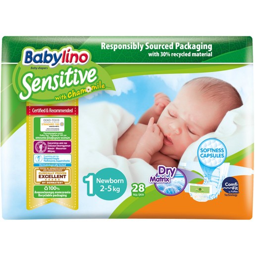 Babylino Sensitive Newborn Νο1 (2-5kg) Βρεφικές Πάνες 28 τεμάχια
