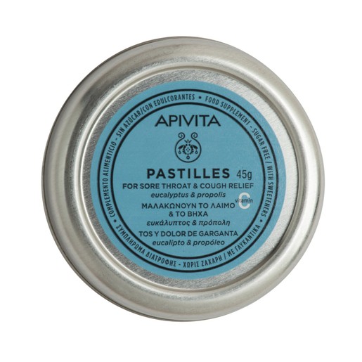 Apivita Pastilles For Sore Throat & Cough Relief With Eucalyptus & Propolis 45g