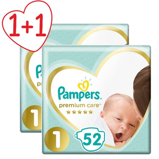 Pampers Πακέτο Προσφοράς Premium Care No1 Newborn (2-5kg) 2 x 52 πάνες 1+1 Δώρο Pampers Πακέτο Προσφοράς Premium Care No1 Newborn (2-5kg) 2 x 52 πάνες 1+1 Δώρο