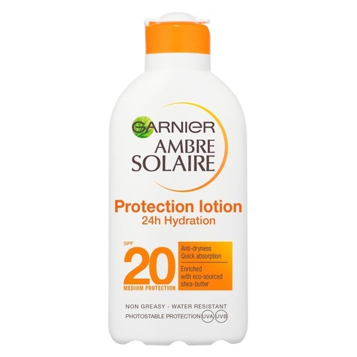 Garnier Ambre Solaire Sun Protection Milk 24h Hydration Spf20 Μεσαία Αντηλιακή Προστασία για Ενυδάτωση Όλη Μέρα 200ml