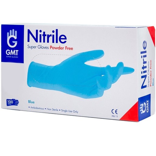 Gmt Super Gloves Blue Nitrile Powder Free Ιατρικά Εξεταστικά Μπλε Γάντια Νιτριλίου Μίας Χρήσης, Χωρίς Πούδρα 100 Τεμάχια Gmt Super Gloves Blue Nitrile Powder Free Ιατρικά Εξεταστικά Μπλε Γάντια Νιτριλίου Μίας Χρήσης, Χωρίς Πούδρα 100 Τεμάχια