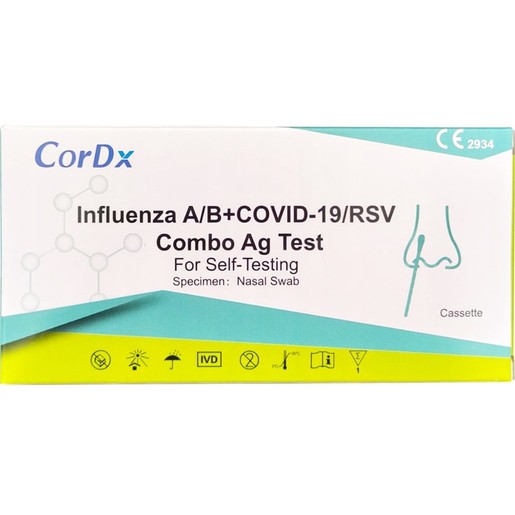 CorDX Influenza A/B & Covid-19/RSV Combo Ag Rapid Self Test 1 Τεμάχιο