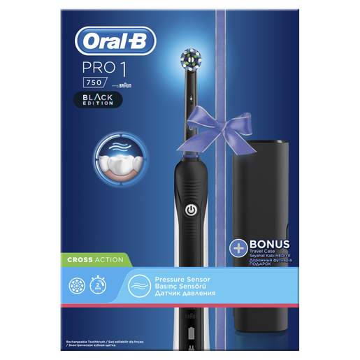 Oral B Pro 750 3D CrossAction Black Edition Ηλεκτρική Οδοντόβουρτσα & Δώρο Θήκη Ταξιδιού 1τμχ Oral B Pro 750 3D CrossAction Black Edition Ηλεκτρική Οδοντόβουρτσα & Δώρο Θήκη Ταξιδιού 1τμχ