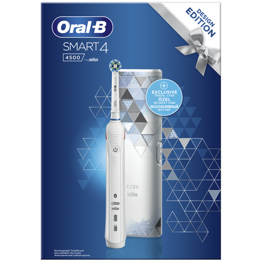 Oral-B Smart 4 4500 Design Edition White Ηλεκτρική Οδοντόβουρτσα,Ολοκληρωμένος Καθαρισμός,Σύνδεση Bluetooth & Δώρο Θήκη Ταξιδίου Oral-B Smart 4 4500 Design Edition White Ηλεκτρική Οδοντόβουρτσα,Ολοκληρωμένος Καθαρισμός,Σύνδεση Bluetooth & Δώρο Θήκη Ταξιδίου