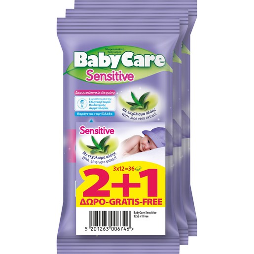 BabyCare Sensitive Pure Water Mini Pack 3 x 12 τεμάχια 2+1 Δώρο BabyCare Sensitive Pure Water Mini Pack 3 x 12 τεμάχια 2+1 Δώρο