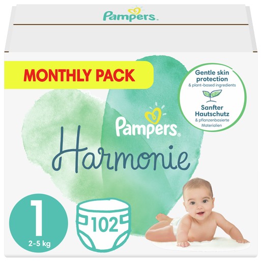 Pampers Harmonie Monthly Pack No1 (2-5kg) 102 πάνες Pampers Harmonie Monthly Pack No1 (2-5kg) 102 πάνες