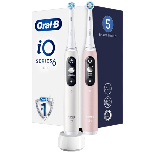 Oral-B iO Series 6 Duo Magnetic White & Pink 2 Τεμάχια Oral-B iO Series 6 Duo Magnetic White & Pink 2 Τεμάχια