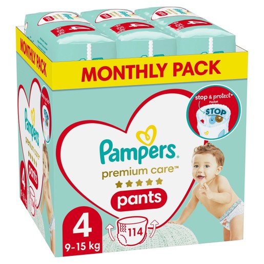 Pampers Premium Care Pants Monthly Pack No4 (9-15kg) 114 πάνες Pampers Premium Care Pants Monthly Pack No4 (9-15kg) 114 πάνες