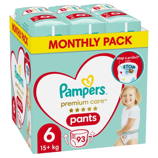 Pampers Premium Care Pants Monthly Pack No6 (15+kg) 93 πάνες Pampers Premium Care Pants Monthly Pack No6 (15+kg) 93 πάνες