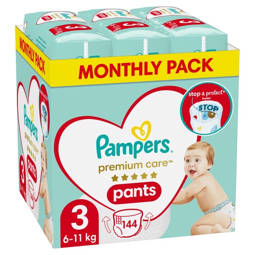 Pampers Premium Care Pants Monthly Pack No3 (6-11kg) 144 πάνες Pampers Premium Care Pants Monthly Pack No3 (6-11kg) 144 πάνες