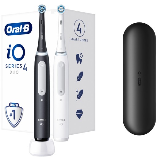 Oral-B iO Series 4 Duo Electric Toothbrush Black 1 Τεμάχιο & White 1 Τεμάχιο Oral-B iO Series 4 Duo Electric Toothbrush Black 1 Τεμάχιο & White 1 Τεμάχιο